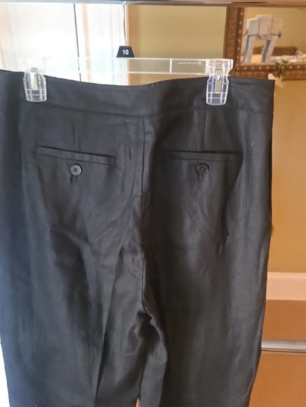 Banana Republic Black Linen High-Waist Pleated Women's Trousers 8L